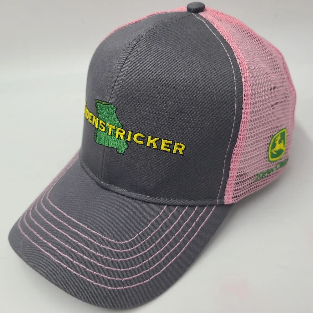 Women John Deere Hat Snapback Trucker Mesh Gray Pink Sydenstricker Missouri Farm